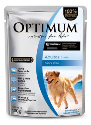 Optimum Pouch Perros Adultos Razas Medianas y Grandes X 100 gr. Pack x 12 Unidades