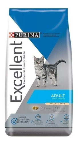 Alimento Excellent Para Gato Adulto Sabor Pollo Y Arroz En Bolsa De 3 kg