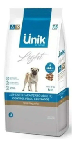 Alimento Unik Light Control Peso Adulto Raza Pequeña 7,5kg+Power Comprimido Antipulgas De Regalo!!