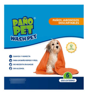 Paño Jabonoso Descartables Perro Washpet C/aloe Vera X 6 Uni