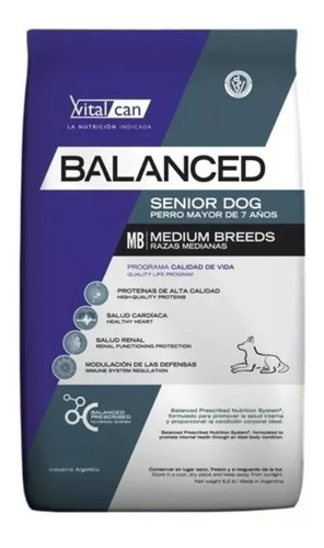 Vital can Balanced Adult Dog Perro Senior Raza Mediana x 3 kg
