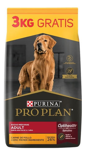 Pro Plan Optihealth Perro Adulto Raza Mediana x 15 kg+3 Kg Bonus Bag