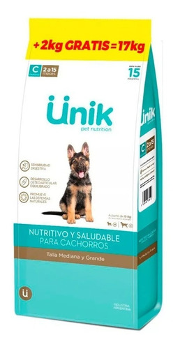 Unik Perro Cachorro Mediano / Grande X 15+2 Kg Gratis+Power Comprimido Antipulgas De Regalo!!