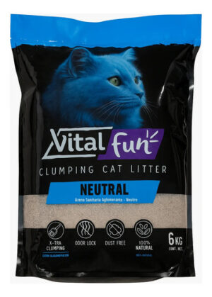 Arena Para Gatos Vitalfun Premium Aglomerante Neutra X 6 Kg